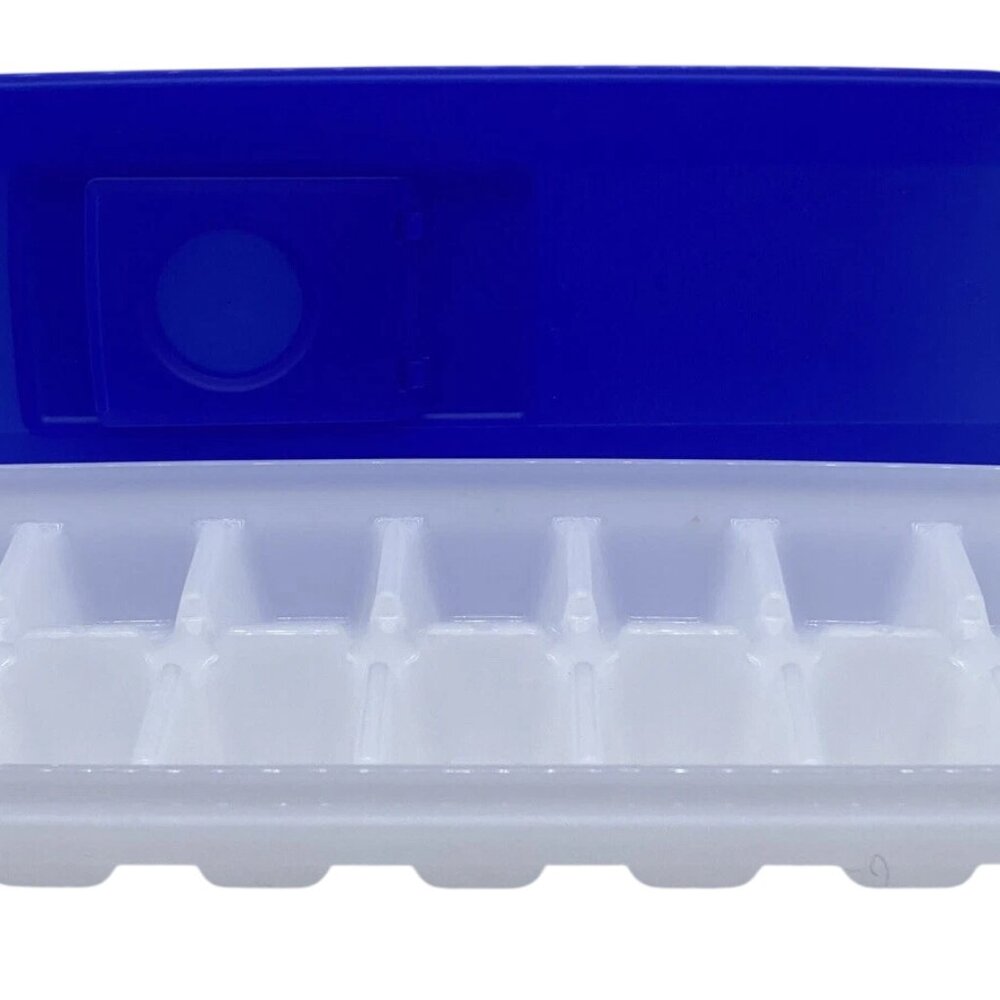 Tupperware Fresh N Pure Ice Cube Tray Flip Top Lid Seal Blue